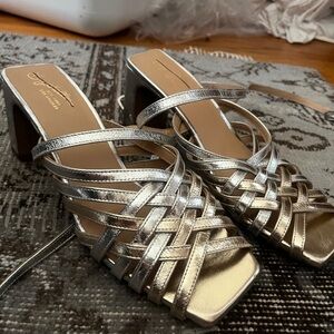 Seychelles Silver Lace Up Sandals